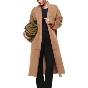 Women's Long Sleeve Maxi Cardigan Open Front Oversized Knitted Sweater Coat